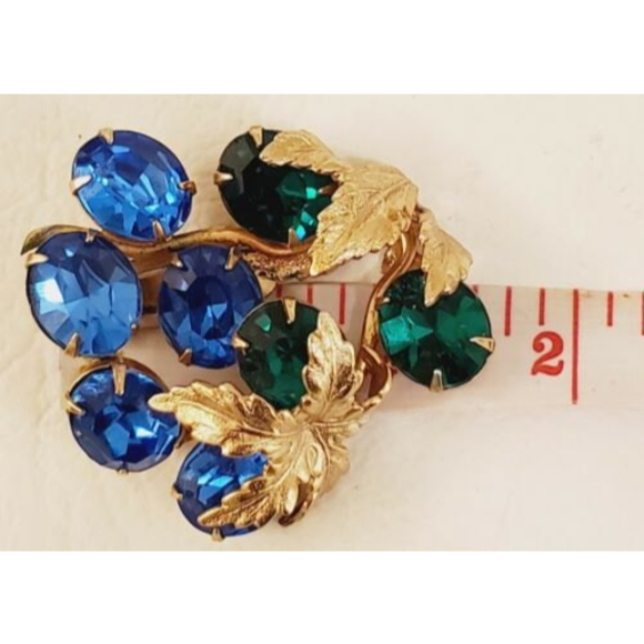 Vintage Signed Napier Rare Rhinestones  Runway Statement Leaves Earrings - Picture 5 of 7